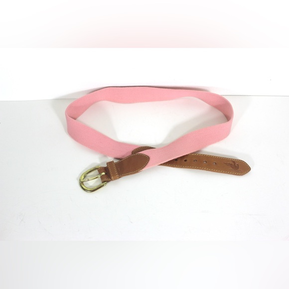 Pink Stretch Belt with Natural Leather and Brass Buckle - Picture 3 of 7